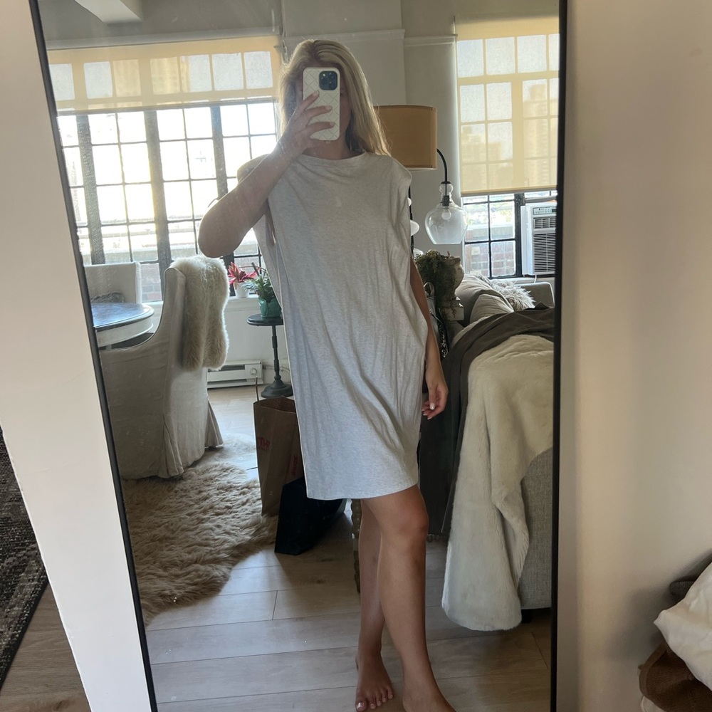 Aritzia Light Gray T-Shirt Mini Dress